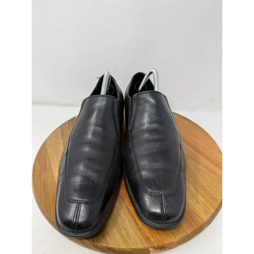 Cole‎ Haan Mens Black Leather Slip On Loafers Square Toe Dress Shoes C09852 9M